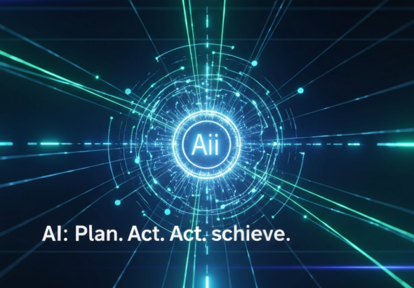 A futuristic digital illustration showing an abstract AI core with interconnected lines and nodes, symbolizing autonomous planning and action, representing 'What is Agentic AI? The Next Frontier Beyond Generative AI'.